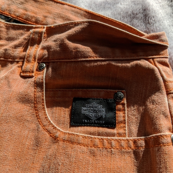 Orange denim Harley Davidson jeans - Picture 6 of 8